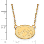 14k Gold LogoArt University of Iowa Hawk Small Oval Pendant 18 inch Necklace