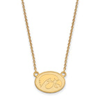 14k Gold LogoArt University of Iowa Hawk Small Oval Pendant 18 inch Necklace