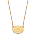 Sterling Silver Gold-plated LogoArt University of Iowa Hawk Small Oval Pendant 18 inch Necklace