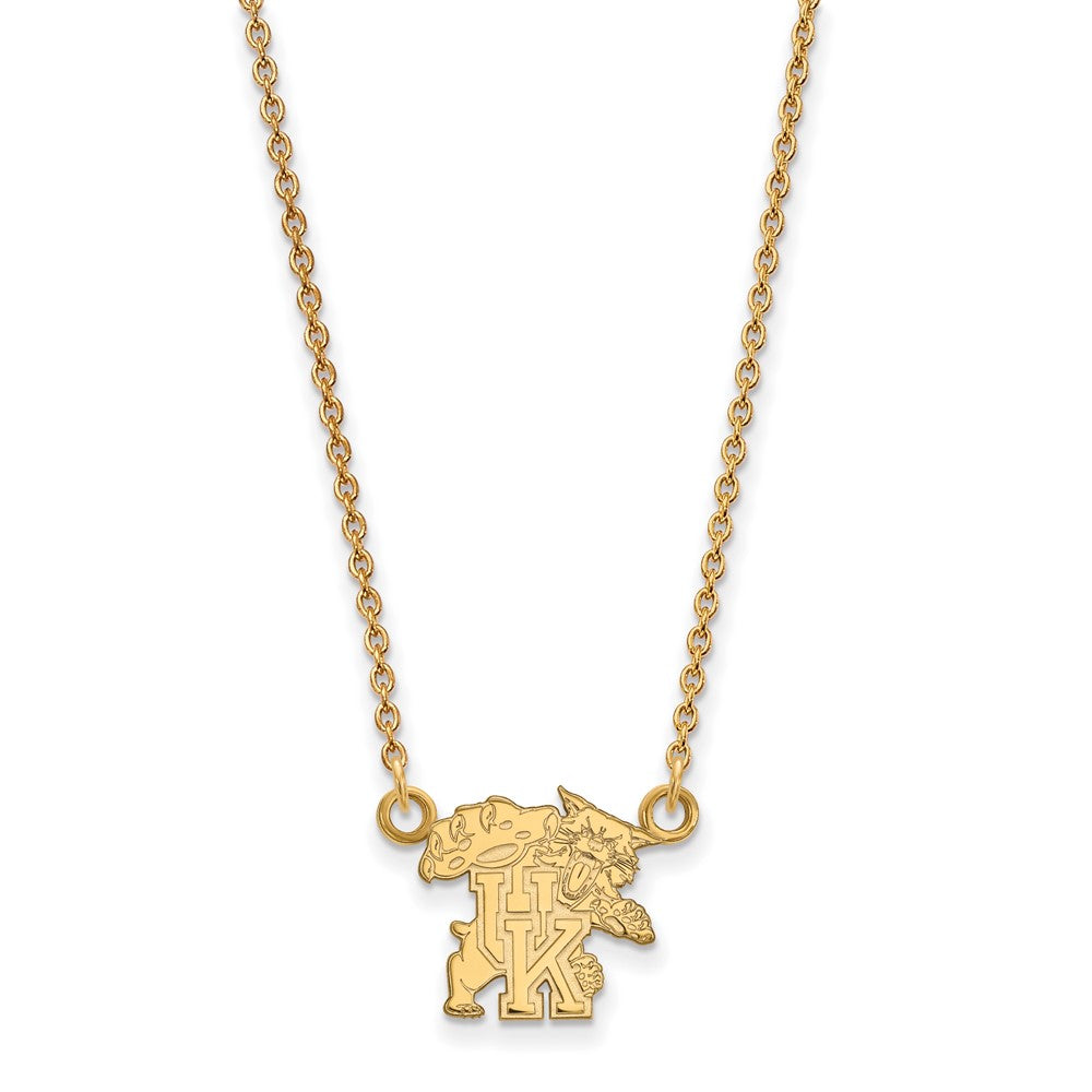 14k Gold LogoArt University of Kentucky U-K Wildcat Small Pendant 18 inch Necklace