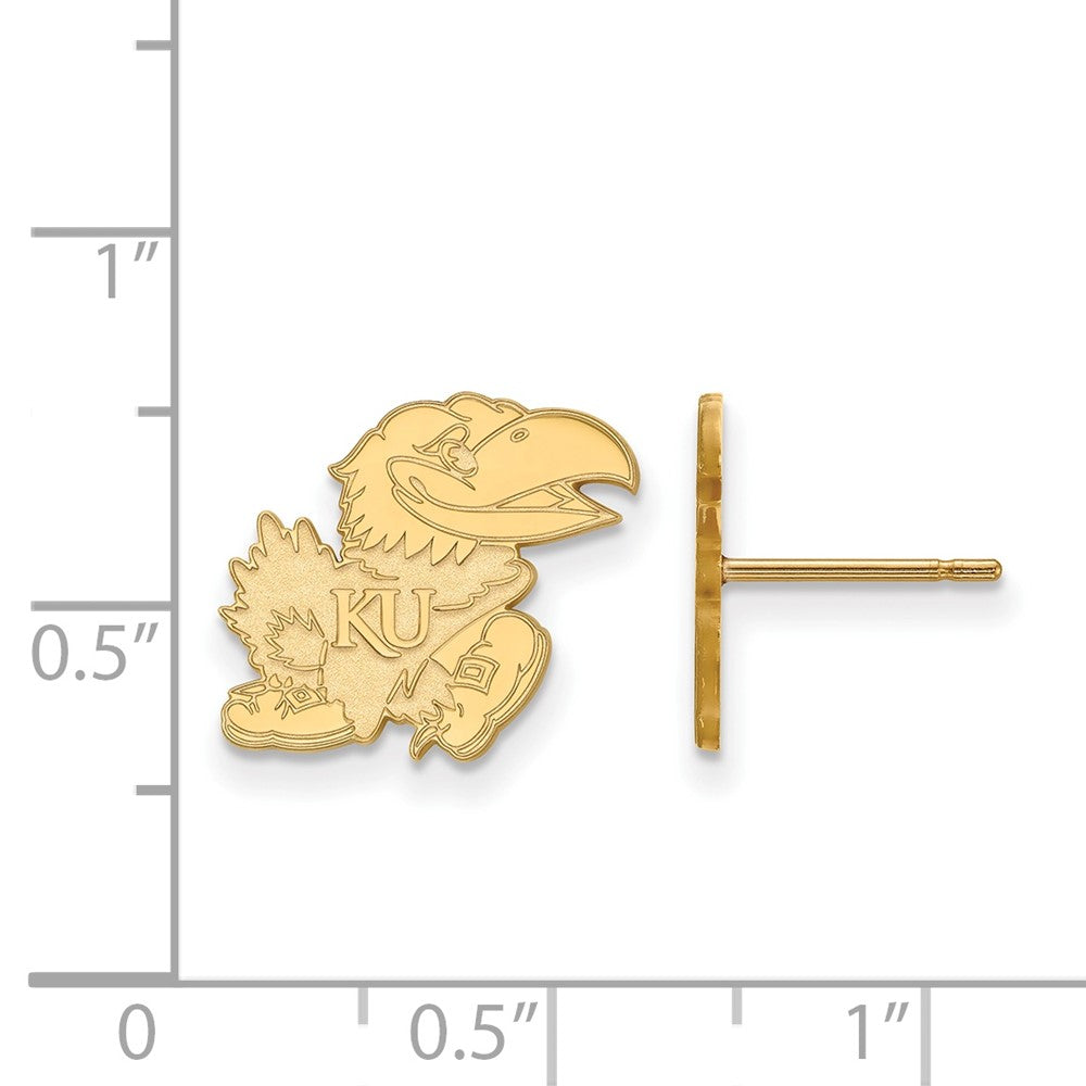 10k Gold LogoArt University of Kansas Jayhawk Small Post Earrings