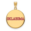 Sterling Silver Gold-plated LogoArt University of Oklahoma Large Enameled Disc Pendant