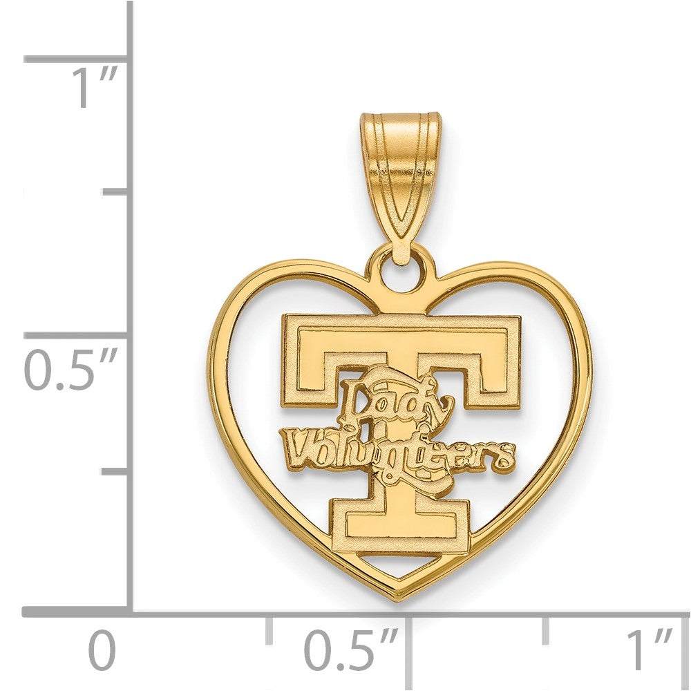 Sterling Silver Gold-plated LogoArt University of Tennessee Lady Volunteers Heart Pendant