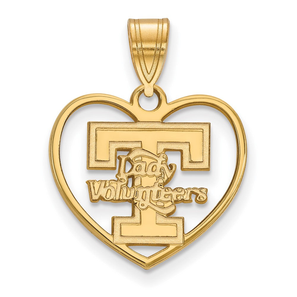 Sterling Silver Gold-plated LogoArt University of Tennessee Lady Volunteers Heart Pendant