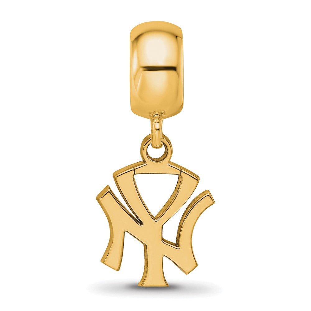 Sterling Silver Gold Plated Major League Baseball LogoArt New York Yankees N-Y Dangle Bead