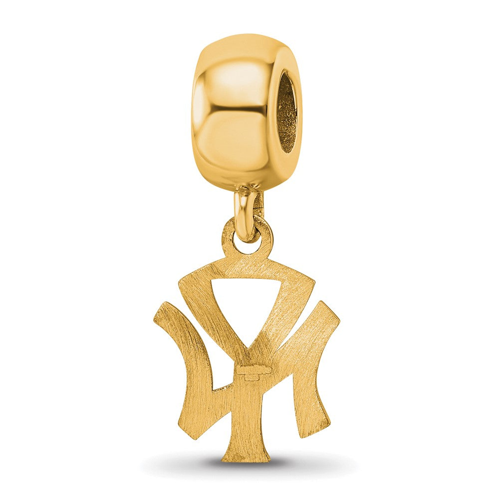 Sterling Silver Gold Plated Major League Baseball LogoArt New York Yankees N-Y Dangle Bead