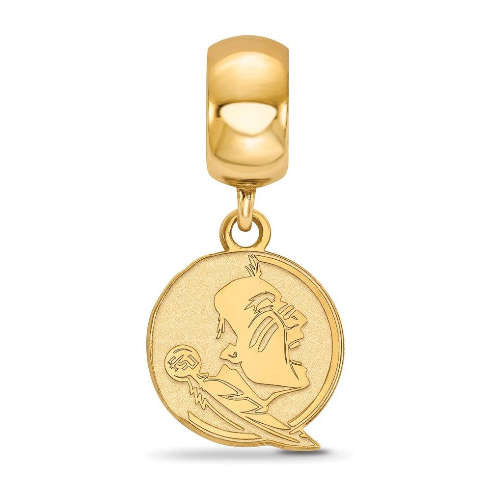 Sterling Silver Gold-plated LogoArt Florida State University Seminole Small Dangle Bead Charm