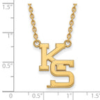 Sterling Silver Gold-plated LogoArt Kansas State University K-S Large Pendant 18 inch Necklace