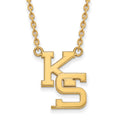 14k Gold LogoArt Kansas State University K-S Large Pendant 18 inch Necklace