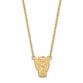 Sterling Silver Gold-plated LogoArt North Carolina State University Wolf Large Pendant 18 inch Necklace