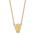 Sterling Silver Gold-plated LogoArt North Carolina State University Wolf Large Pendant 18 inch Necklace