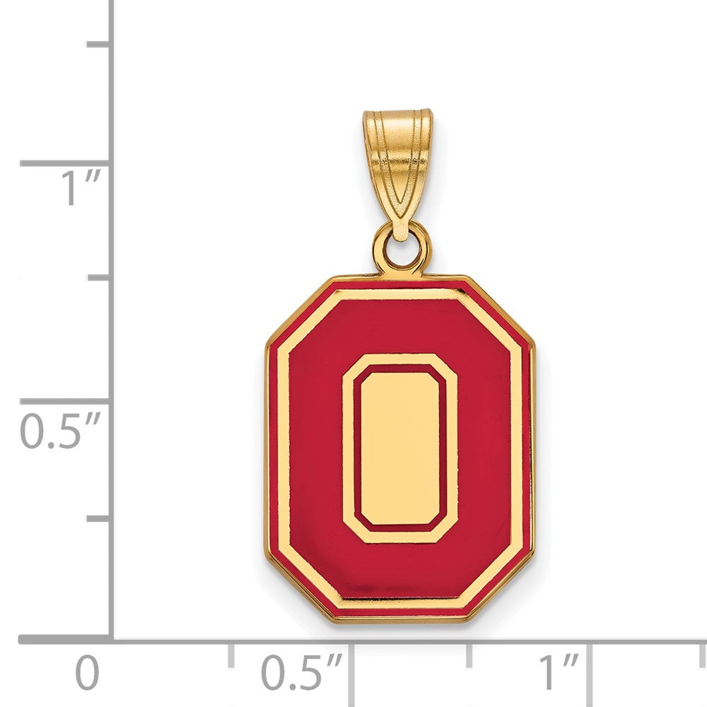 Sterling Silver Gold-plated LogoArt The Ohio State University Letter O Large Enameled Pendant