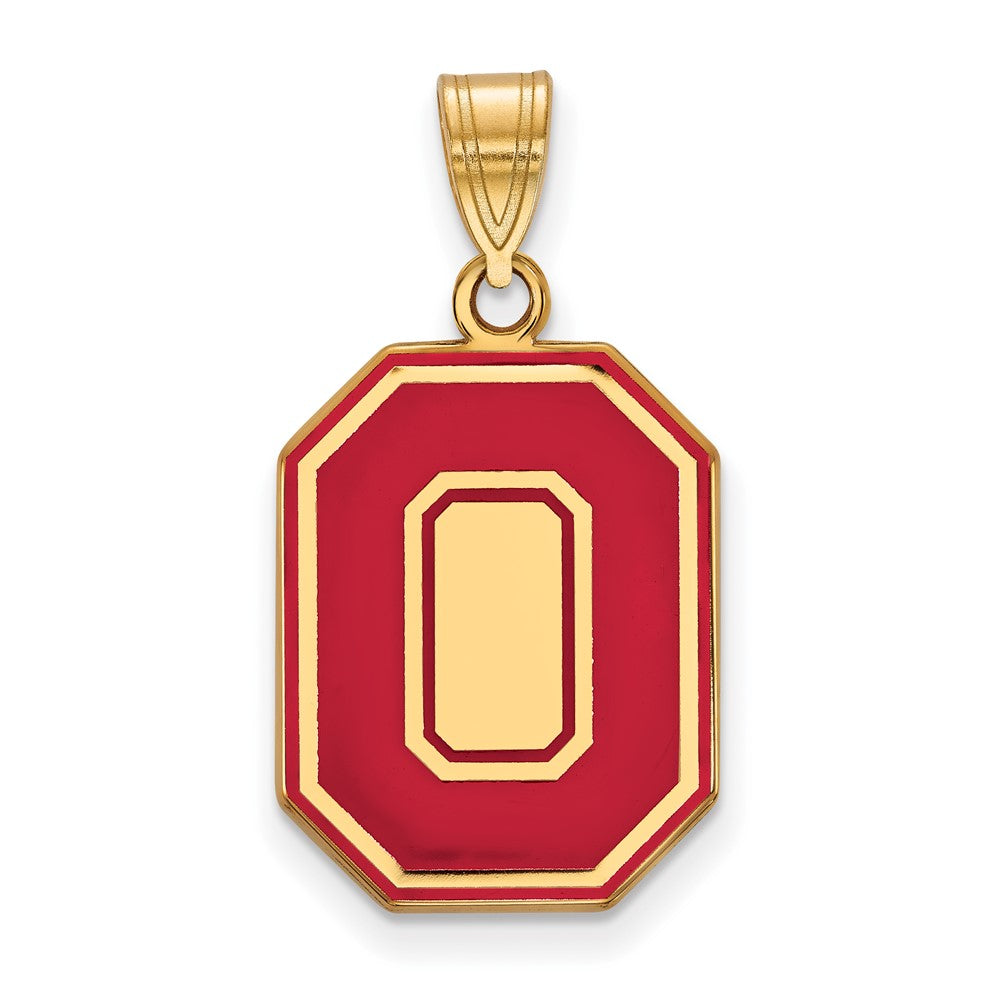 Sterling Silver Gold-plated LogoArt The Ohio State University Letter O Large Enameled Pendant