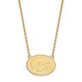 Sterling Silver Gold-plated LogoArt University of Iowa Hawk Large Oval Pendant 18 inch Necklace
