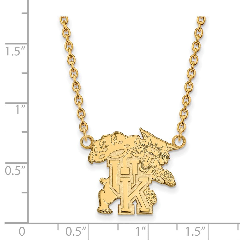14k Gold LogoArt University of Kentucky U-K Wildcat Large Pendant 18 inch Necklace