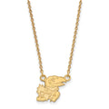 Sterling Silver Gold-plated LogoArt University of Kansas Jayhawk Small Pendant 18 inch Necklace