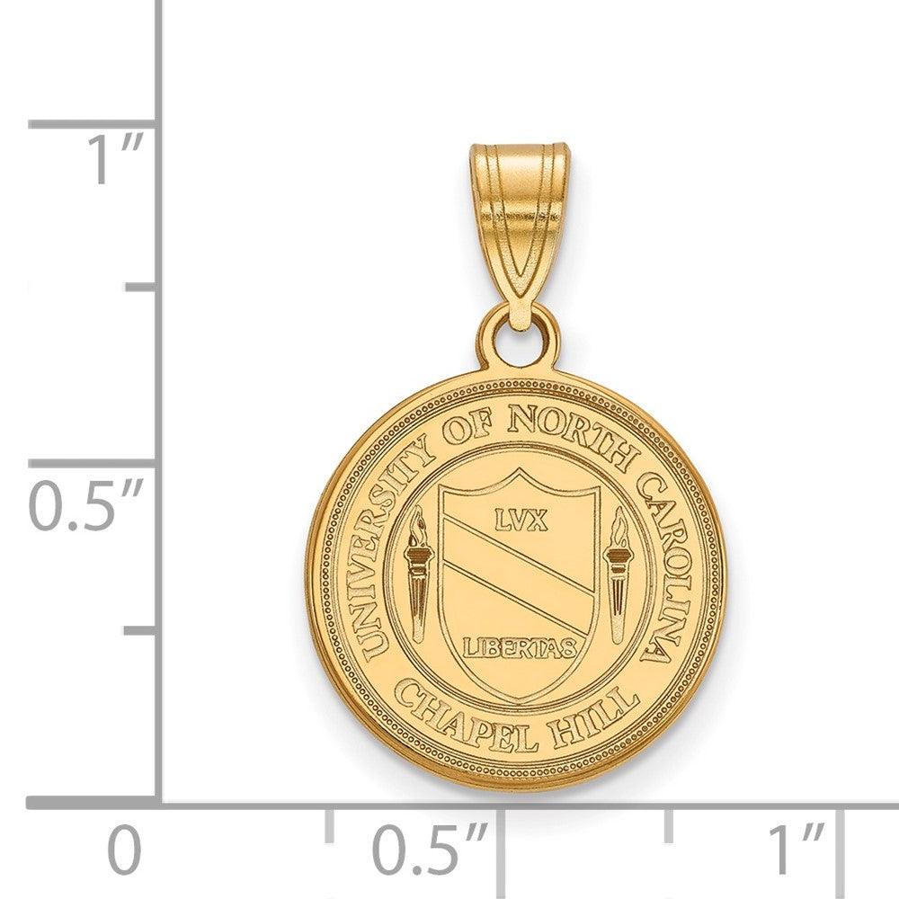Sterling Silver Gold-plated LogoArt University of North Carolina Medium Crest Pendant