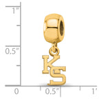 Sterling Silver Gold-plated LogoArt Kansas State University K-S Extra Small Dangle Bead Charm