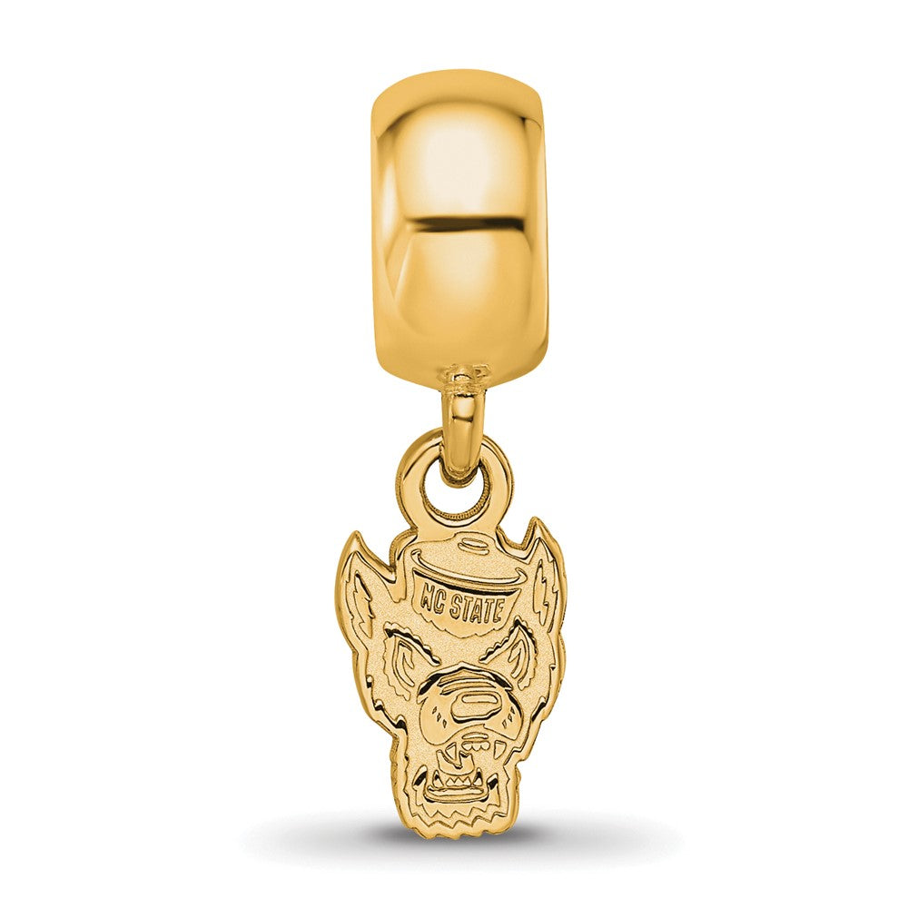 Sterling Silver Gold-plated LogoArt North Carolina State University Wolf Extra Small Dangle Bead Charm