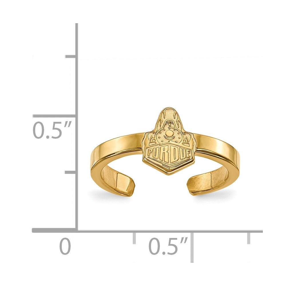 Sterling Silver Gold-plated LogoArt Purdue University Boilermakers Train Logo Toe Ring