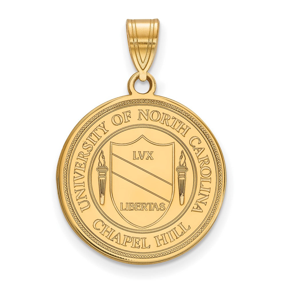 Sterling Silver Gold-plated LogoArt University of North Carolina Large Crest Pendant