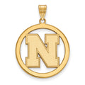 Sterling Silver Gold-plated LogoArt University of Nebraska Letter N Large Circle Pendant