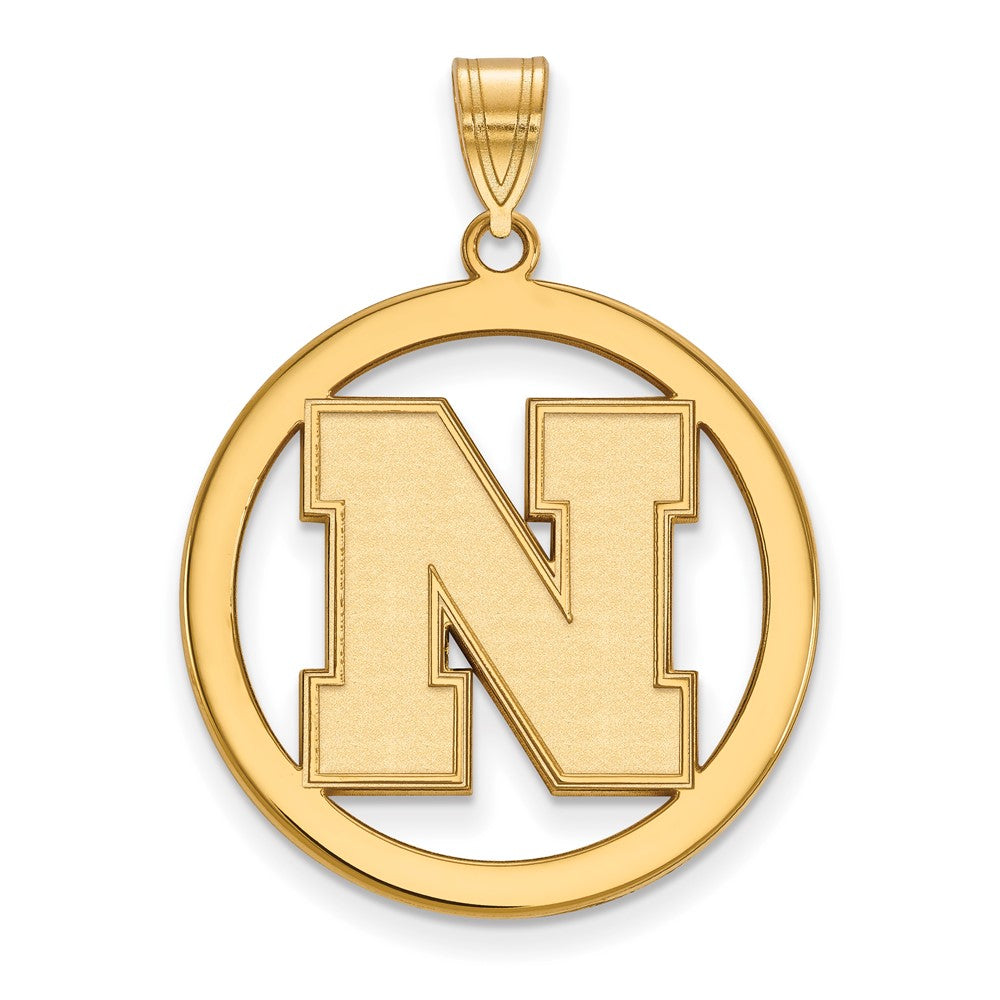 Sterling Silver Gold-plated LogoArt University of Nebraska Letter N Large Circle Pendant