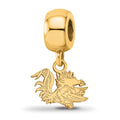 Sterling Silver Gold-plated LogoArt University of South Carolina Gamecock Extra Small Dangle Bead Charm