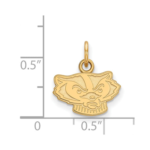 10k Gold LogoArt University of Wisconsin Badger Extra Small Pendant