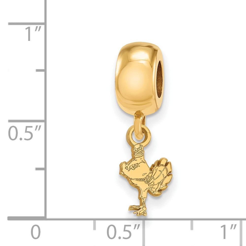 Sterling Silver Gold-plated LogoArt Virginia Tech HokieBird Extra Small Dangle Bead Charm