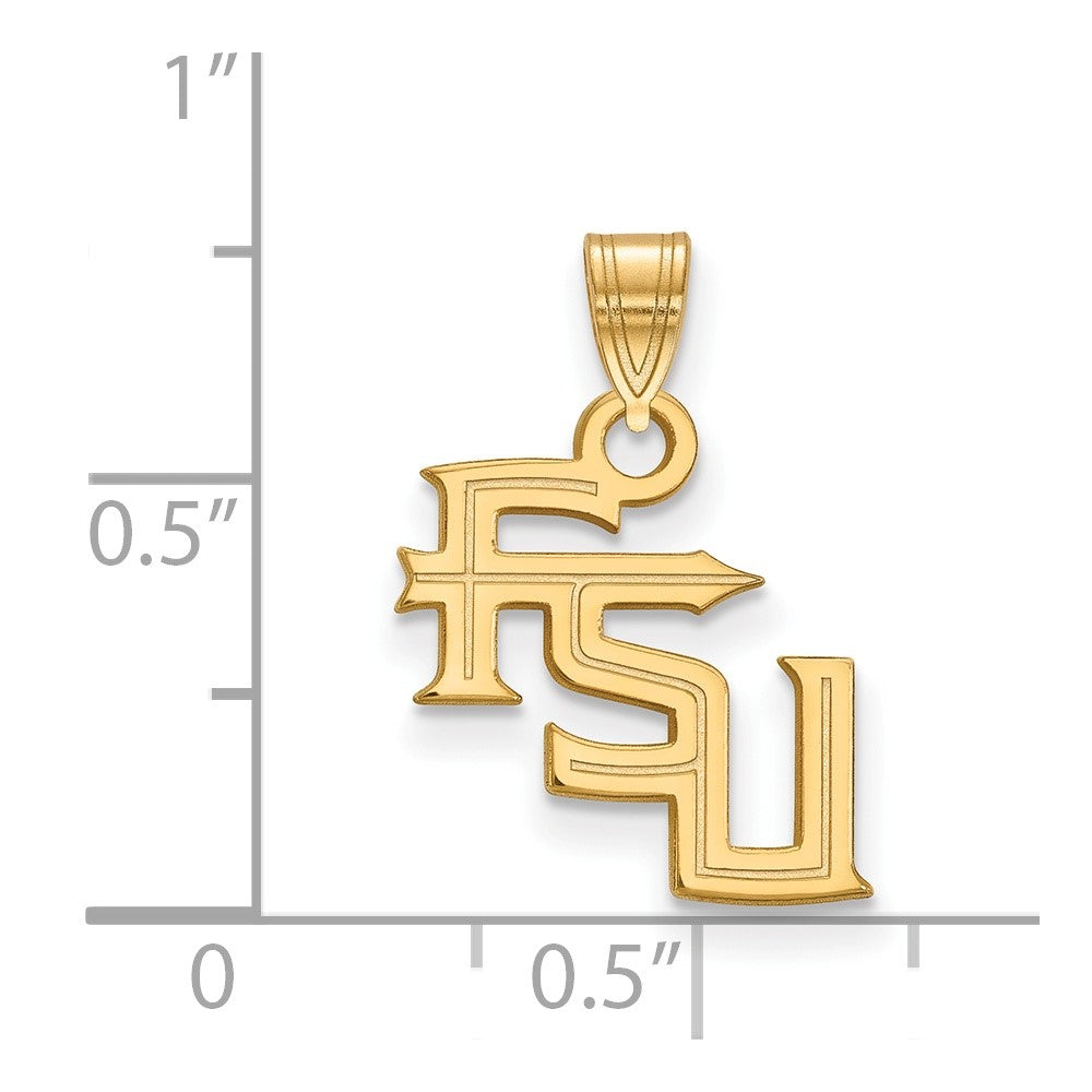 Sterling Silver Gold-plated LogoArt Florida State University F-S-U Small Pendant