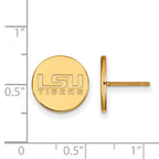 Sterling Silver Gold-plated LogoArt Louisiana State University L-S-U Tigers Small Disc Post Earrings