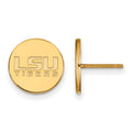 Sterling Silver Gold-plated LogoArt Louisiana State University L-S-U Tigers Small Disc Post Earrings