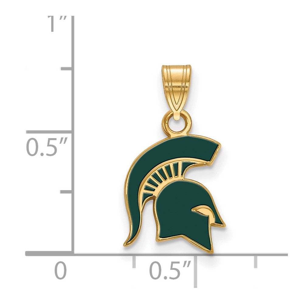 Sterling Silver Gold-plated LogoArt Michigan State University Spartan Small Enameled Pendant