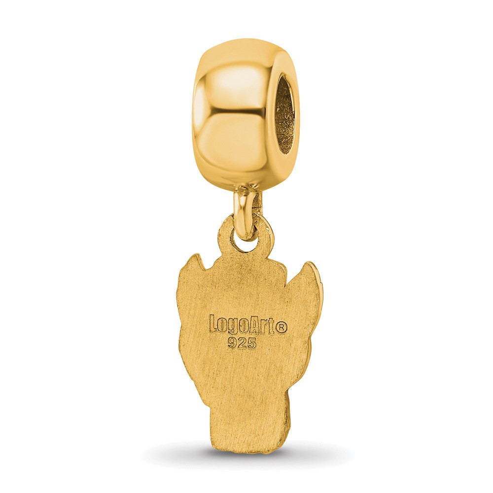 Sterling Silver Gold-plated LogoArt North Carolina State University Wolf Small Dangle Bead Charm