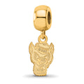 Sterling Silver Gold-plated LogoArt North Carolina State University Wolf Small Dangle Bead Charm