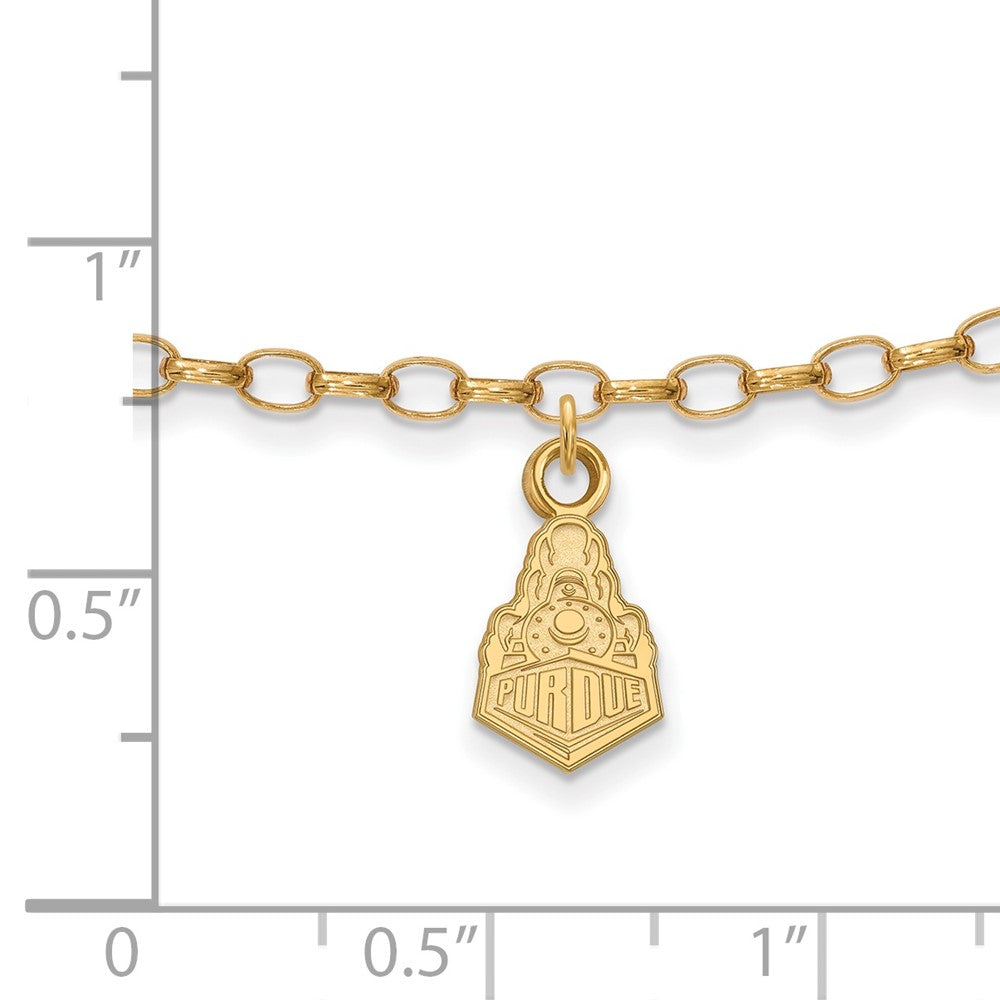 Sterling Silver Gold-plated LogoArt Purdue University Boilermakers Train Logo 9 inch Anklet
