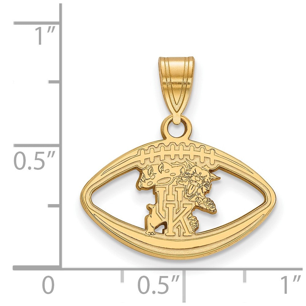Sterling Silver Gold-plated LogoArt University of Kentucky U-K Wildcat Football Pendant