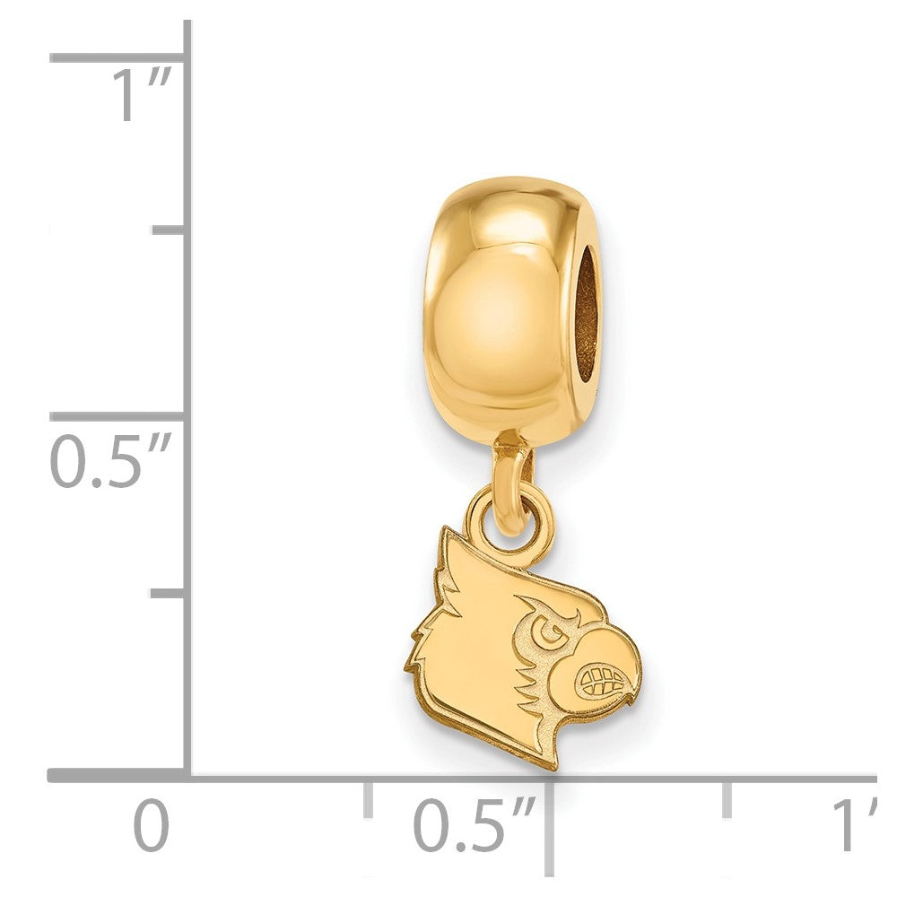 Sterling Silver Gold-plated LogoArt University of Louisville Cardinal Extra Small Dangle Bead Charm