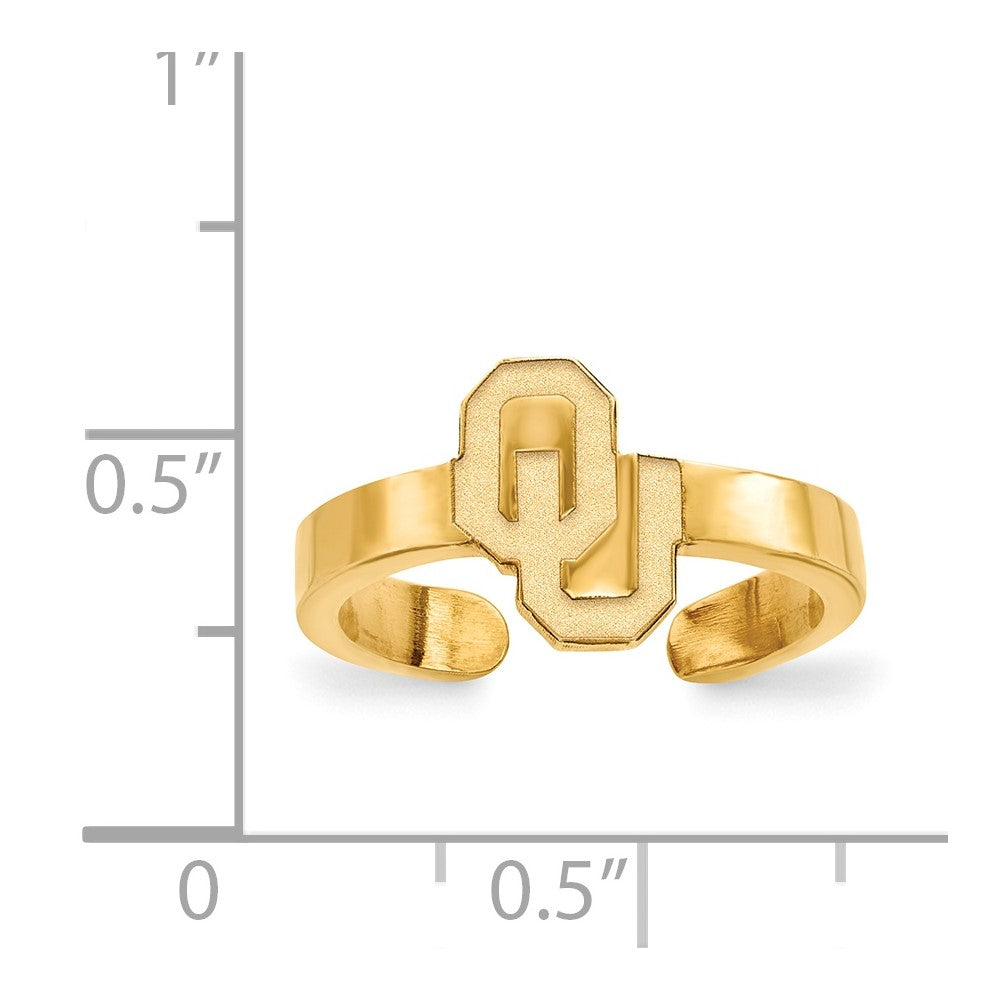 Sterling Silver Gold-plated LogoArt University of Oklahoma O-U Toe Ring