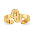 Sterling Silver Gold-plated LogoArt University of Oklahoma O-U Toe Ring