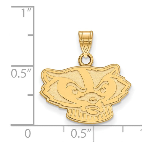 10k Gold LogoArt University of Wisconsin Badger Small Pendant