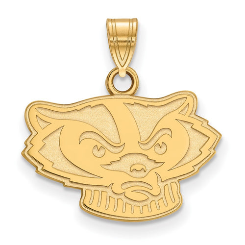 10k Gold LogoArt University of Wisconsin Badger Small Pendant