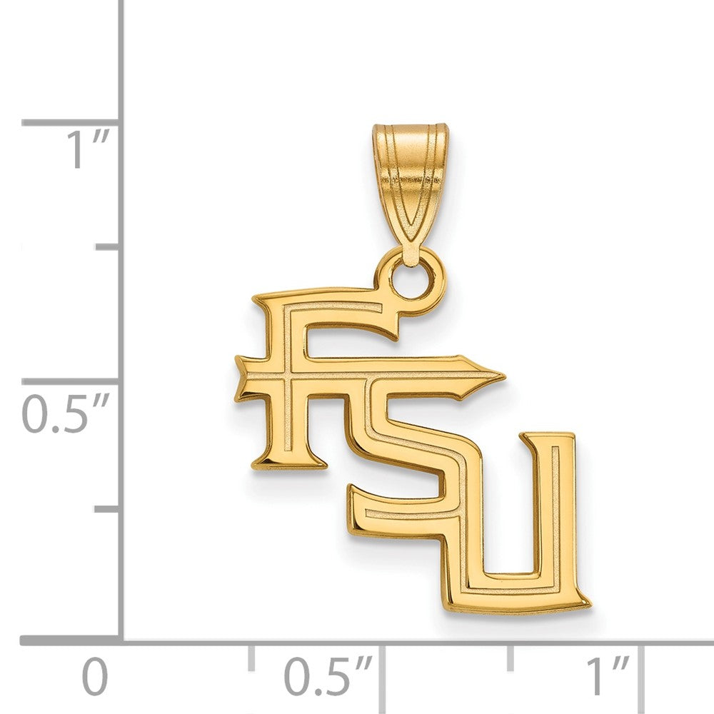 Sterling Silver Gold-plated LogoArt Florida State University F-S-U Medium Pendant