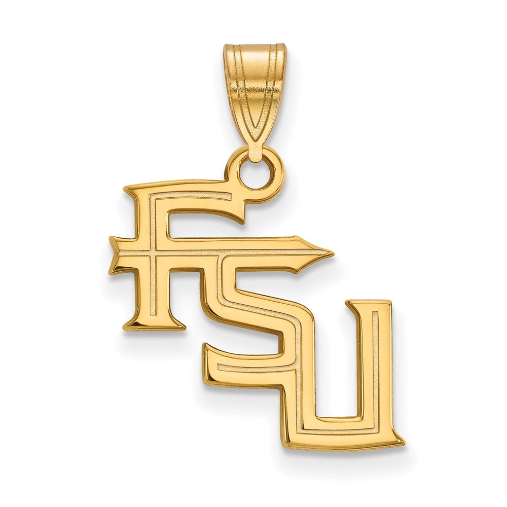 Sterling Silver Gold-plated LogoArt Florida State University F-S-U Medium Pendant