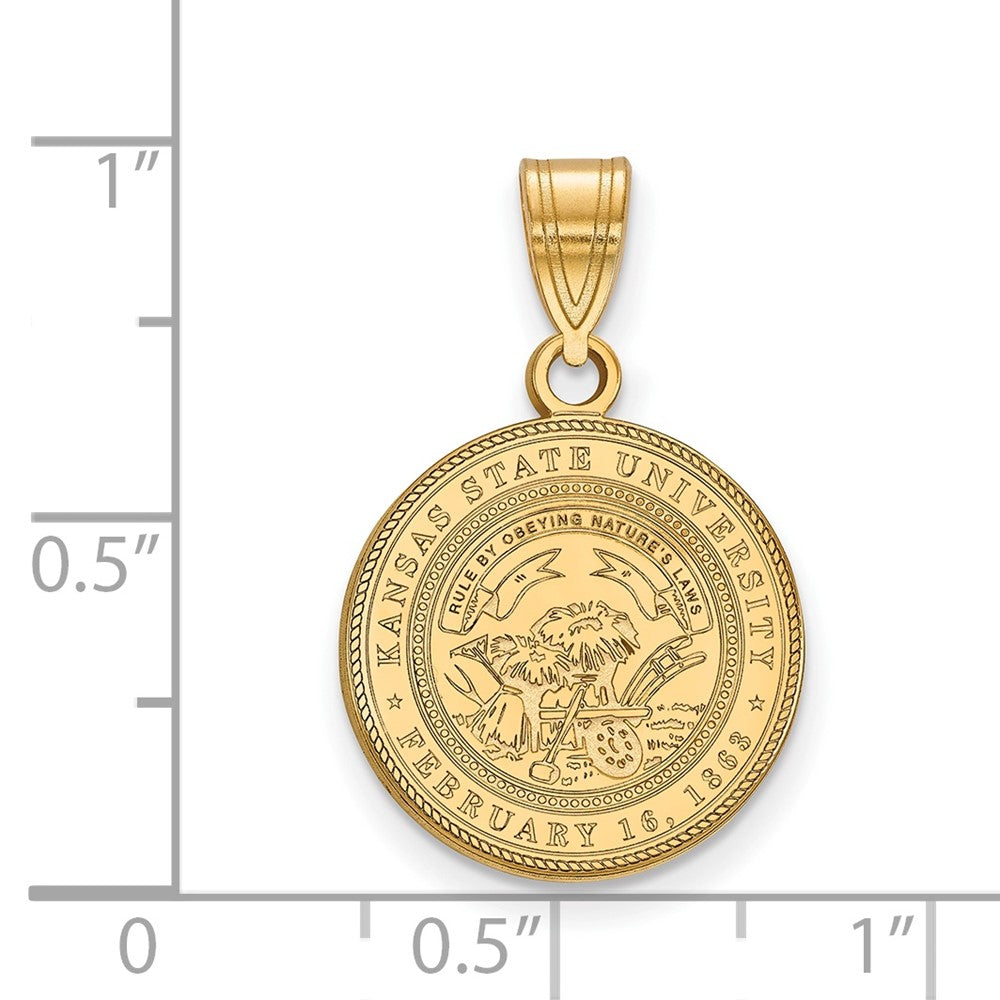 Sterling Silver Gold-plated LogoArt Kansas State University Medium Crest Pendant