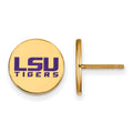 Sterling Silver Gold-plated LogoArt Louisiana State University L-S-U Tigers Small Enameled Disc Post Earrings