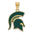 Sterling Silver Gold-plated LogoArt Michigan State University Spartan Large Enameled Pendant