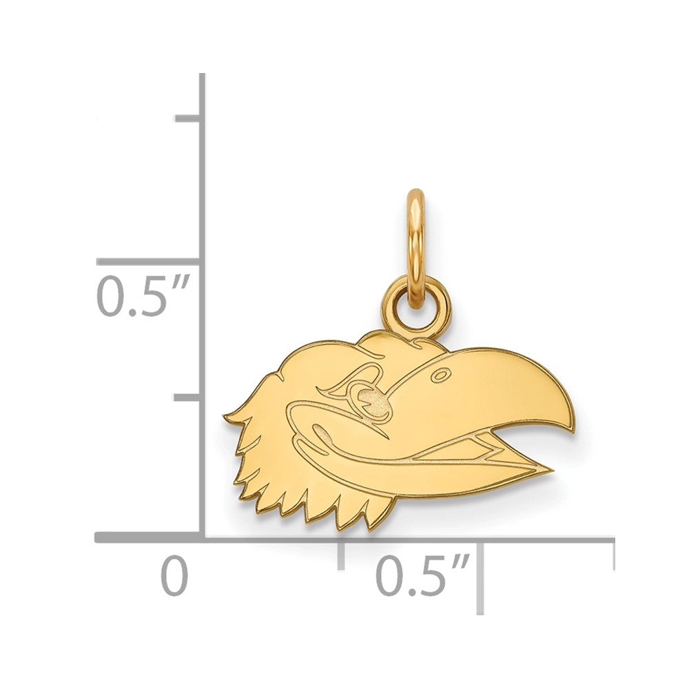 14k Gold LogoArt University of Kansas Jayhawk Extra Small Pendant