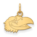 Sterling Silver Gold-plated LogoArt University of Kansas Jayhawk Extra Small Pendant
